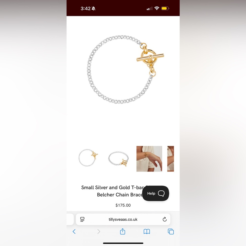 Tilly Sveaas Silver and Gold T-bar Belcher Chain Bracelet